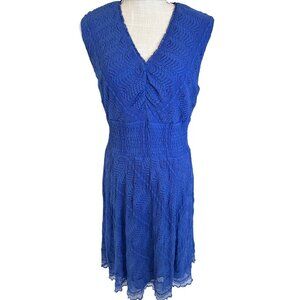 Rabbit Rabbit Rabbit Blue Lace Overlay Sleeveless V-Neck Dress Size 16